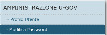 Menù: Amministrazione U-Gov > Profilo Utente > Modifica Password