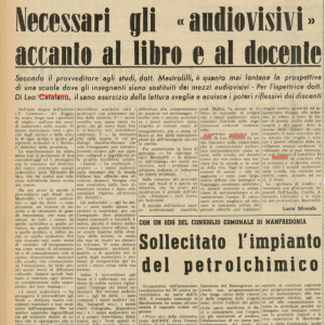 Catalano su Il Corriere di Foggia: settimanale indipendente d’informazioni, 27 aprile 1967.