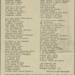 Poesia scritta da Giulia di Leo-Catalano in memoria di una maestra che ha perso la vita a Foggia durante i bombardamenti del 19 agosto 1943