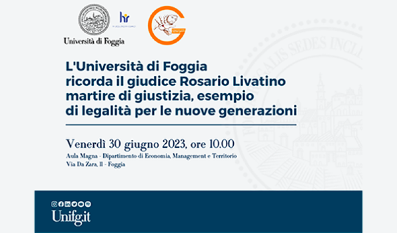 L'Unifg ricorda il giudice Rosario Livatino