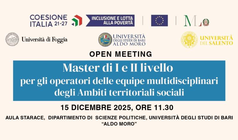 Master I e II livello per gli operatori dell'equipe multidisciplinari degli Amibit territoriali sociali